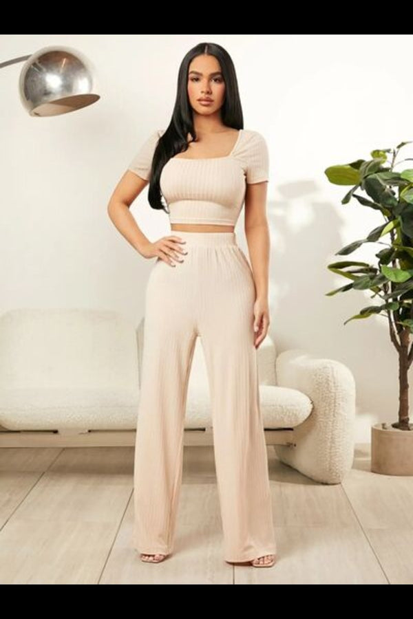 Square Neck Top and Pants Set