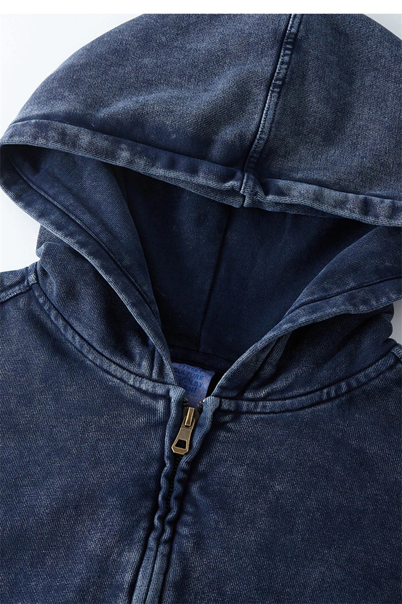 Washed Heavy weight Zipper Hoodie