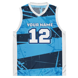 Blue Distressed Custom Basketball Jersey