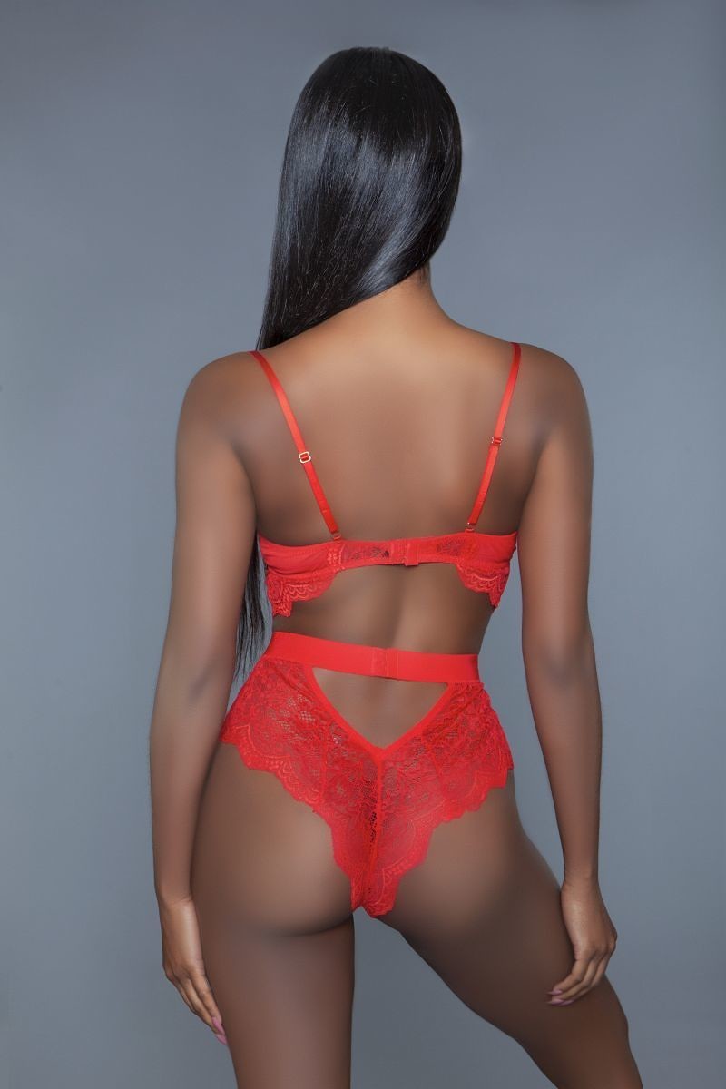 Red 1 Pc. Non-padded Cut-out Details Bodysuit