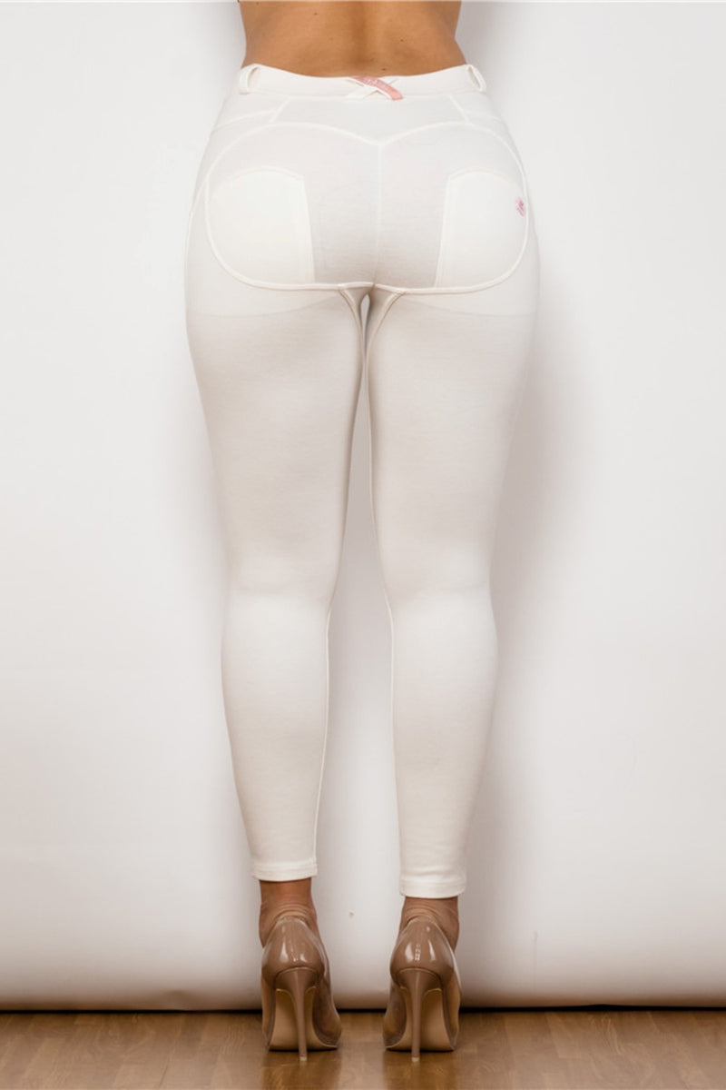 White Butt Lifting Anti Cellulite Workout Pants