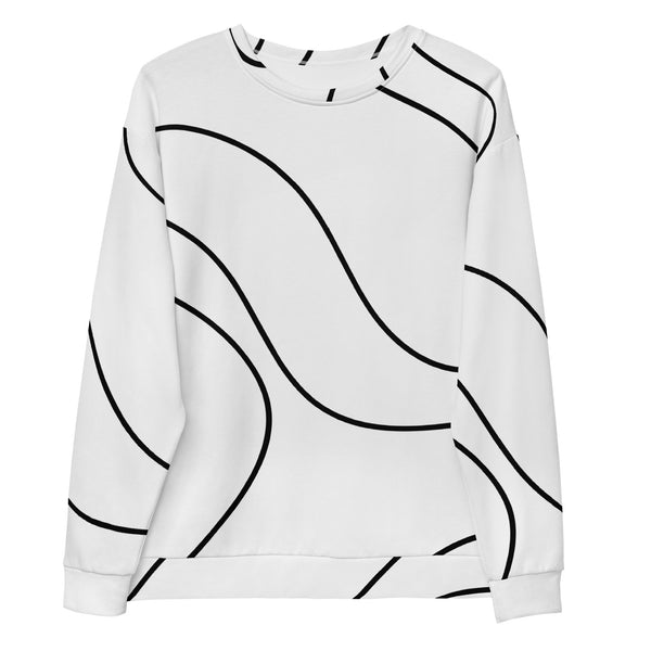 Men'Black n White Line Print Sweatshirt