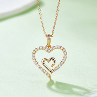 Double Heart 925 Sterling Silver Pendant Necklace