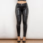 Matt Black Pu Leather Push Up High Waist Biker Pants