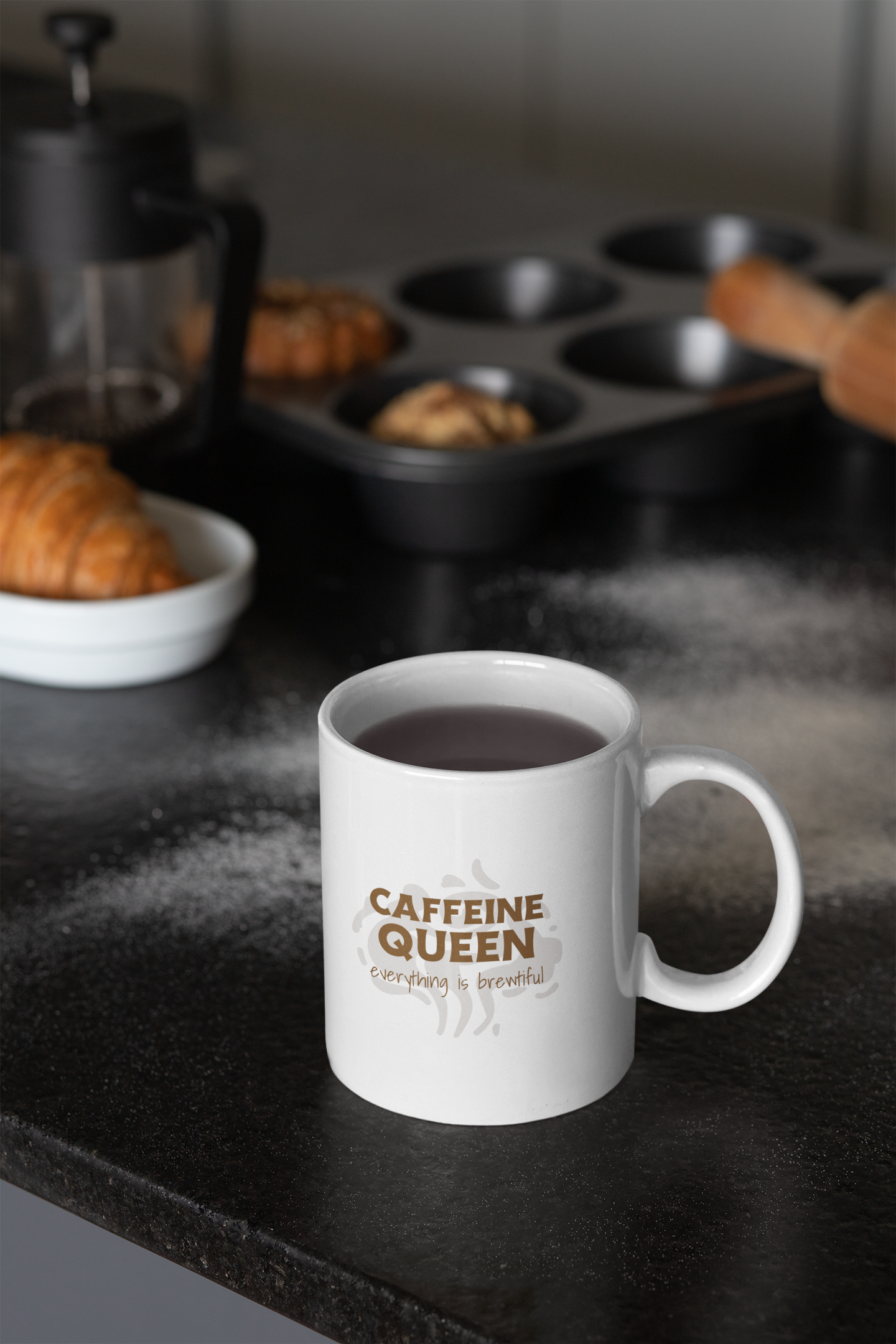 Caffeine Queen White glossy mug