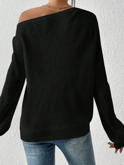 Single Shoulder Long Sleeve Sweater