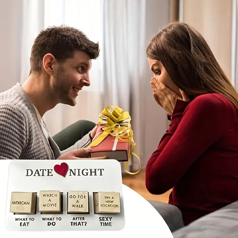 Date Night Decision Dice - Romantic Couples Wooden Dice Game Set