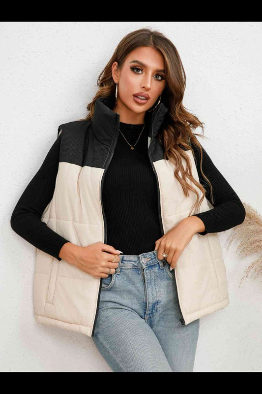 Two-Tone Zip-Up Vest