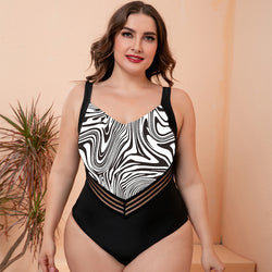 Plus Size Printed Sleeveless One-Piece Swimsuit