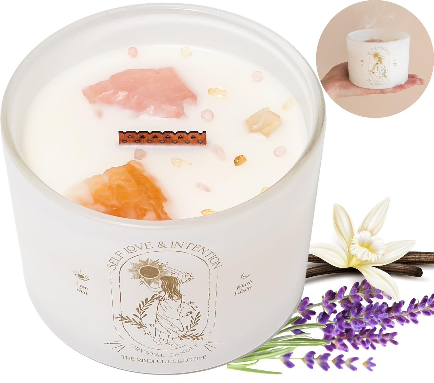 12oz Soy Wood Wick Healing Crystals Candle -