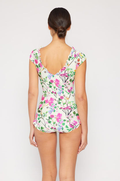 Marina West Bring Me Flowers V-Neck One Piece Swimsuit Cherry Blossom