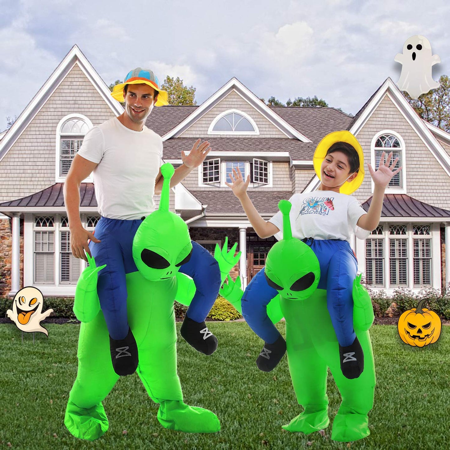 Double Couple Inflatable Alien Dinosaur Costume