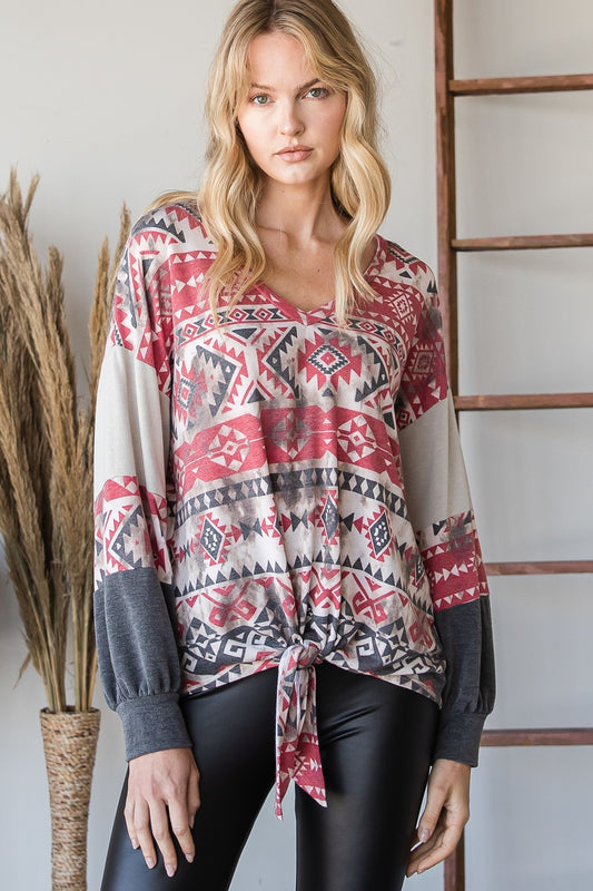 Beautiful Aztec Print Long Sleeve Sweater