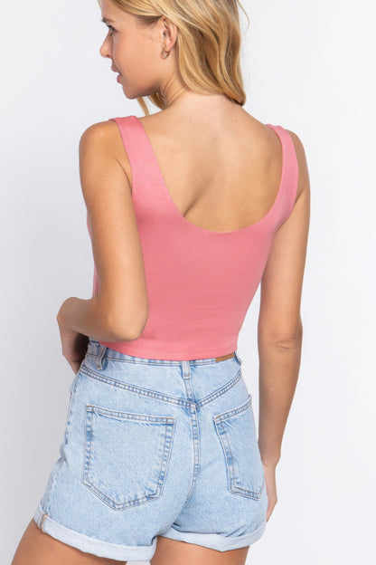 Scoop Neck 2 Ply Crop Tank Top