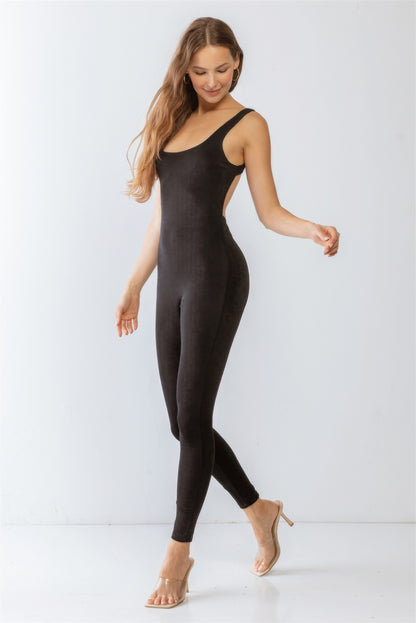 Black Sleeveless Slim Fit Jumpsuit & Cardigan Set