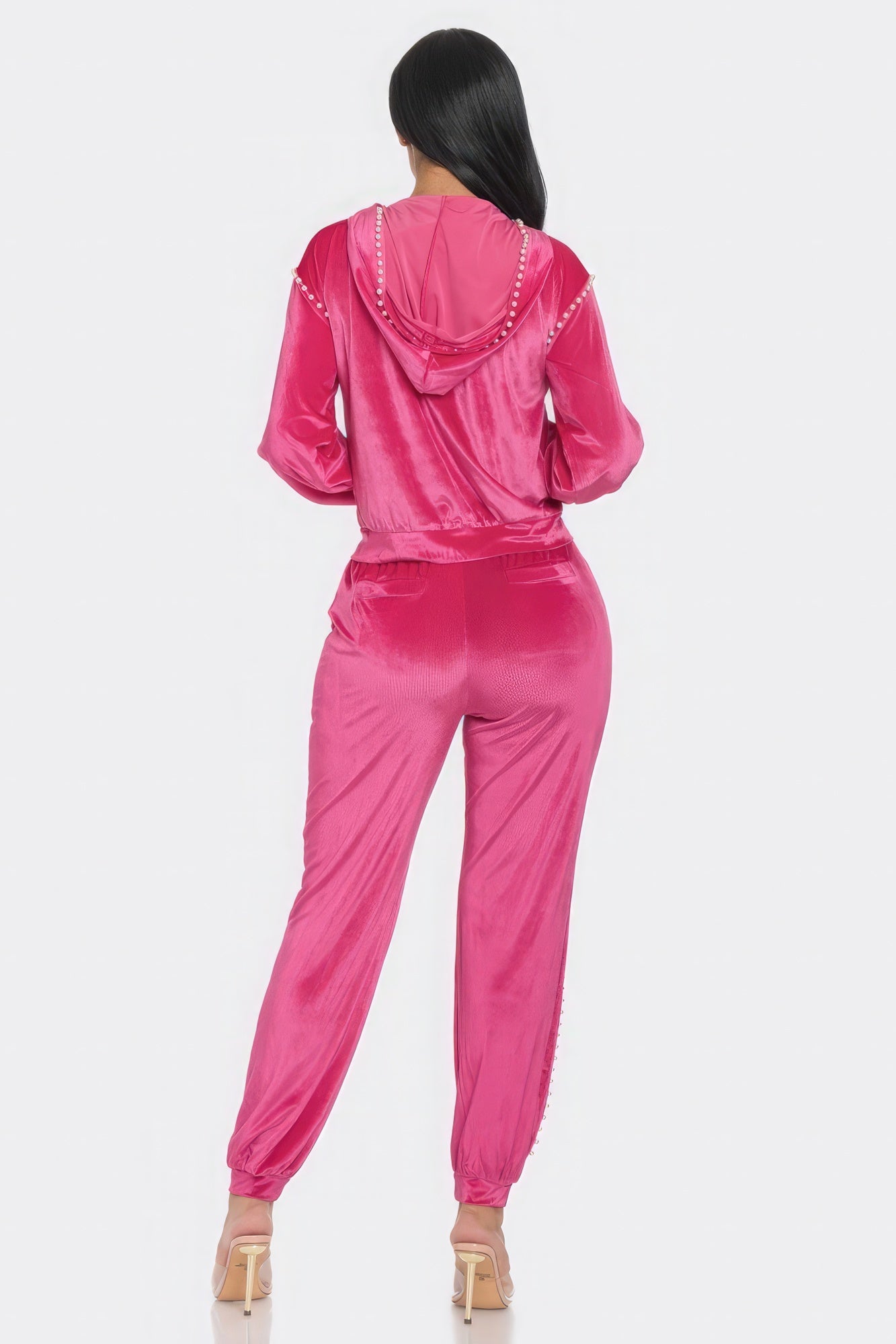 Hot Pink Jogger With Pearls Set