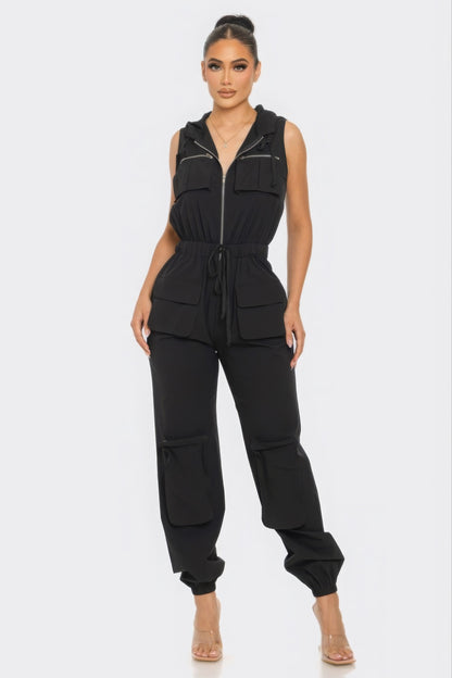 Black Cargo Jumpsuit