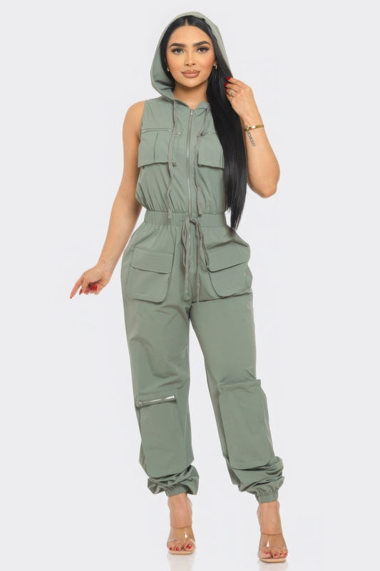 Olive Cargo Jumpsuit