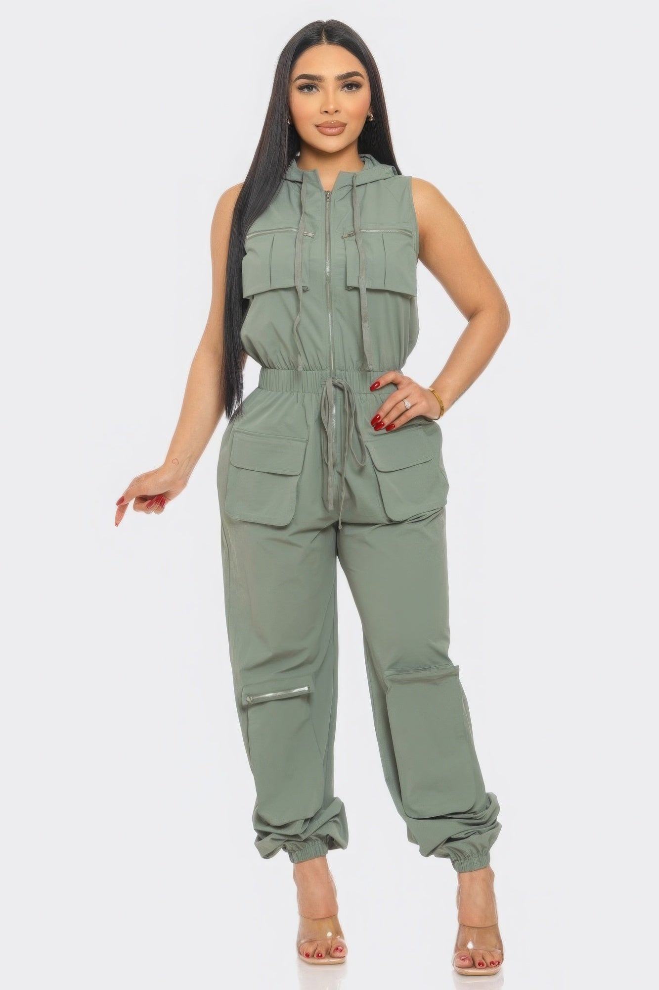 Olive Cargo Jumpsuit