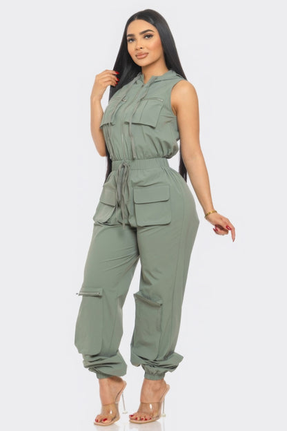 Olive Cargo Jumpsuit