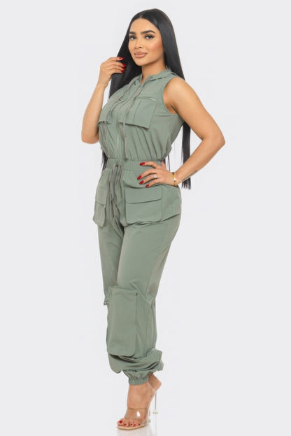 Olive Cargo Jumpsuit