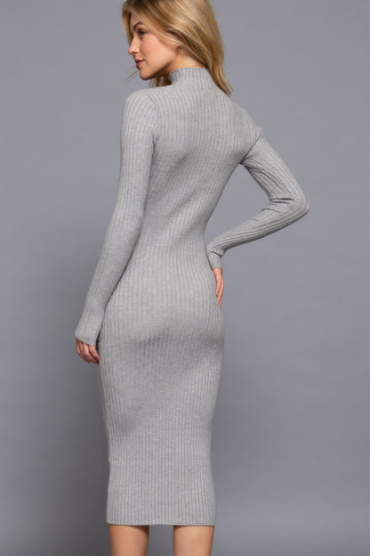 Long Sleeve High Neck Sweater Long Dress