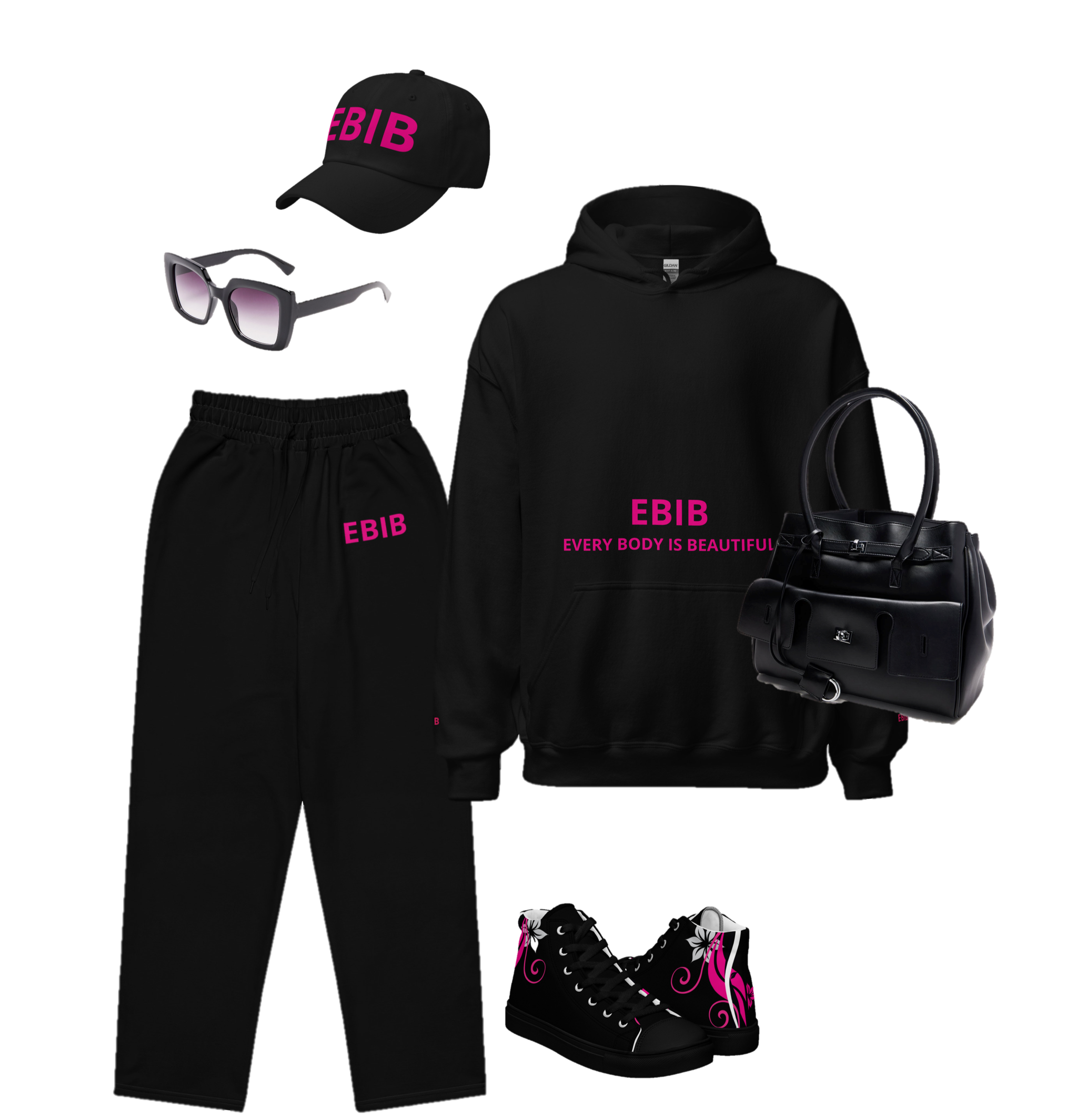 Every Body is Beautiful Hoodie - Black/Pink