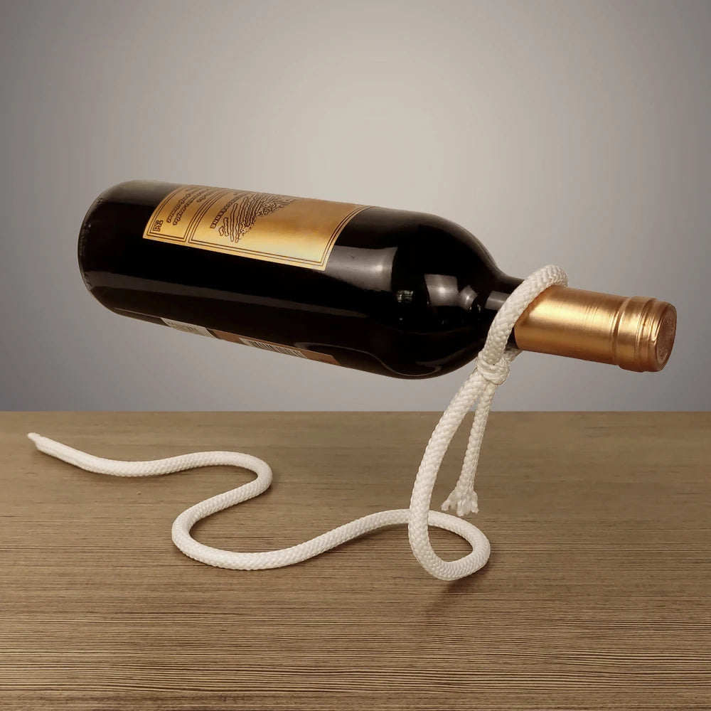 Suspended Rope Wine Bottle Rack Holde