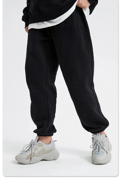 Fleece Loose Knitted Solid Unisex Sweatpants