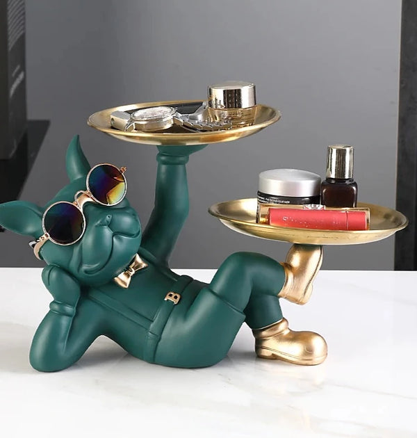 Relaxed Butler Bulldog with Double Metal Tray