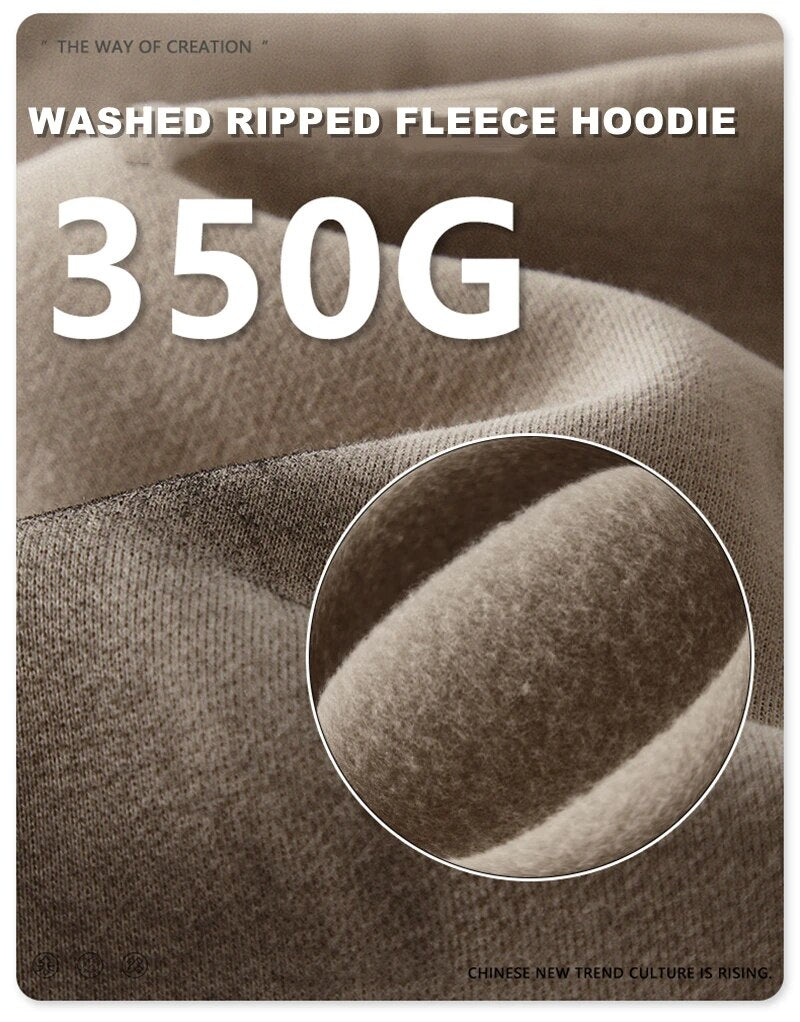 Ripped Distressed Raglan Sleeve Unisex Hoodie