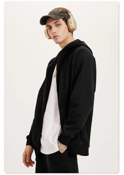 Loose Soft Off-Shoulder Zipper Unisex Hoodie