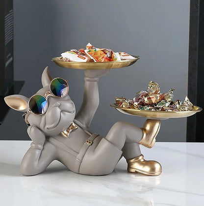 Relaxed Butler Bulldog with Double Metal Tray