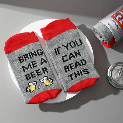 1 pair of stylish, unique beer-can-pattern socks