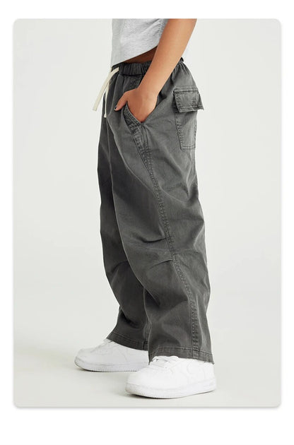 Double Knee Cotton Retro Loose Unisex Pants