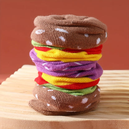 A unique pair of hamburger-patterned socks