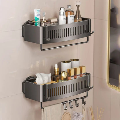 Wall Mounted Vacuum Suction Cup Bathroom Storage Shelf