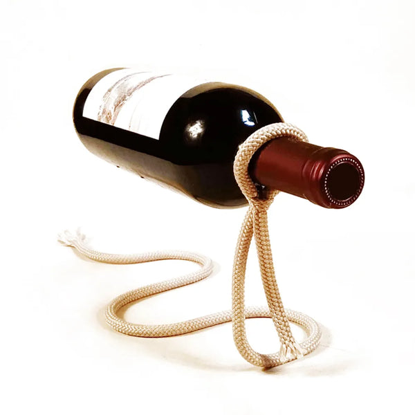 Suspended Rope Wine Bottle Rack Holde