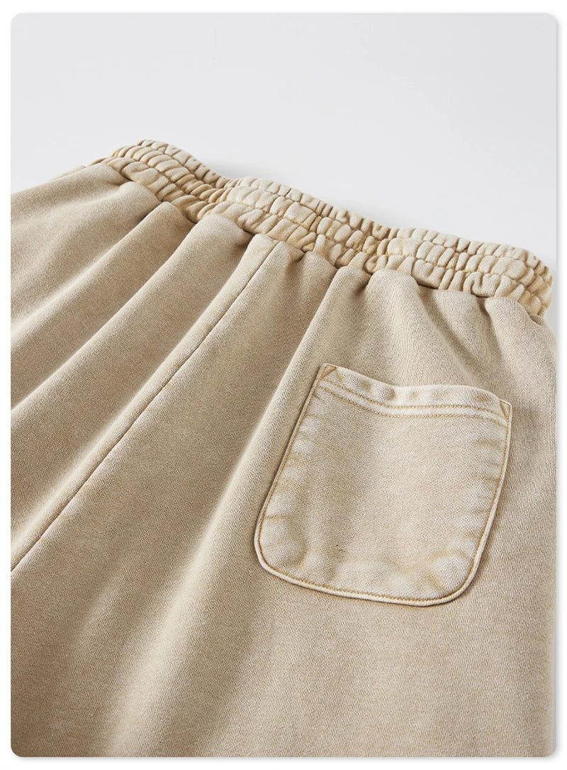 Loose Heavyweight Side Slit Washed Cotton Unisex Shorts
