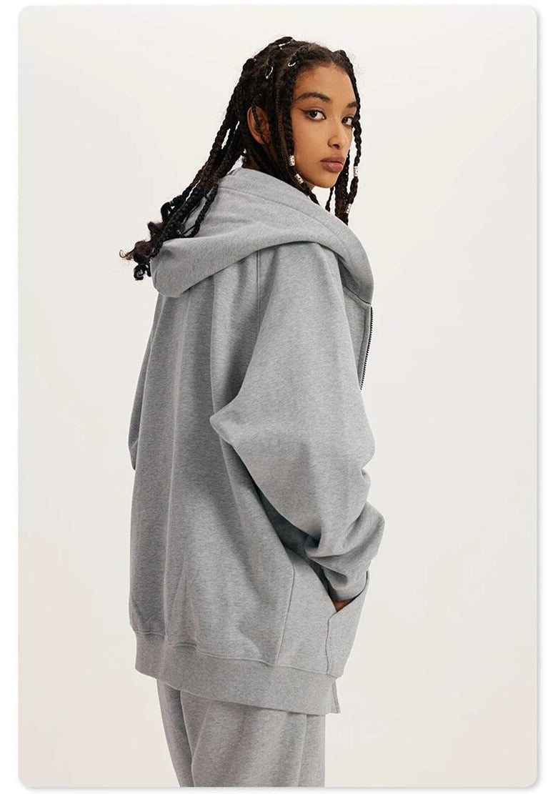 Loose Soft Off-Shoulder Zipper Unisex Hoodie