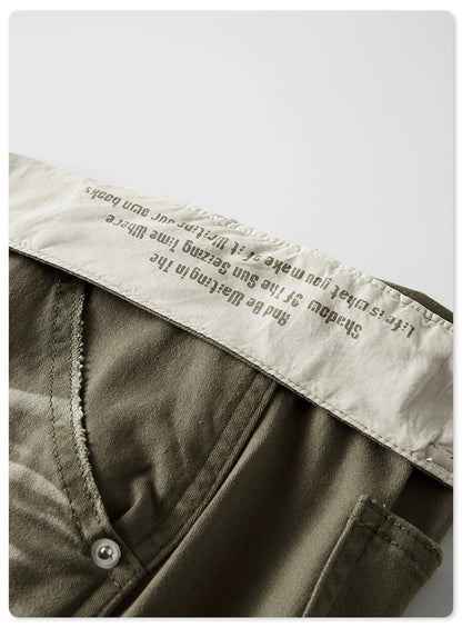 Vintage Washed Distressed Cargo Jeans