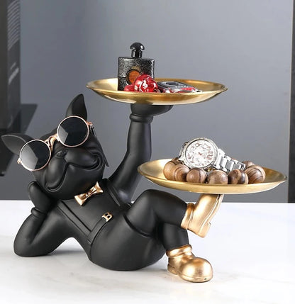 Relaxed Butler Bulldog with Double Metal Tray