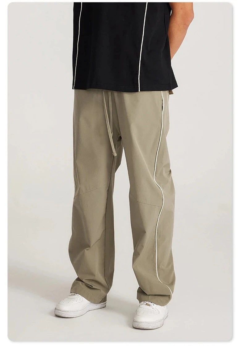 Basic Woven Unisex American Retro Loose Casual Sports Pants