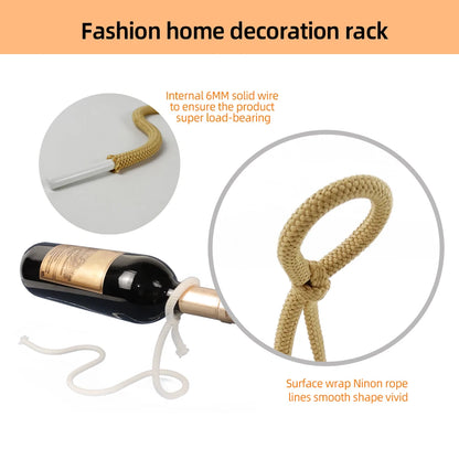 Suspended Rope Wine Bottle Rack Holde