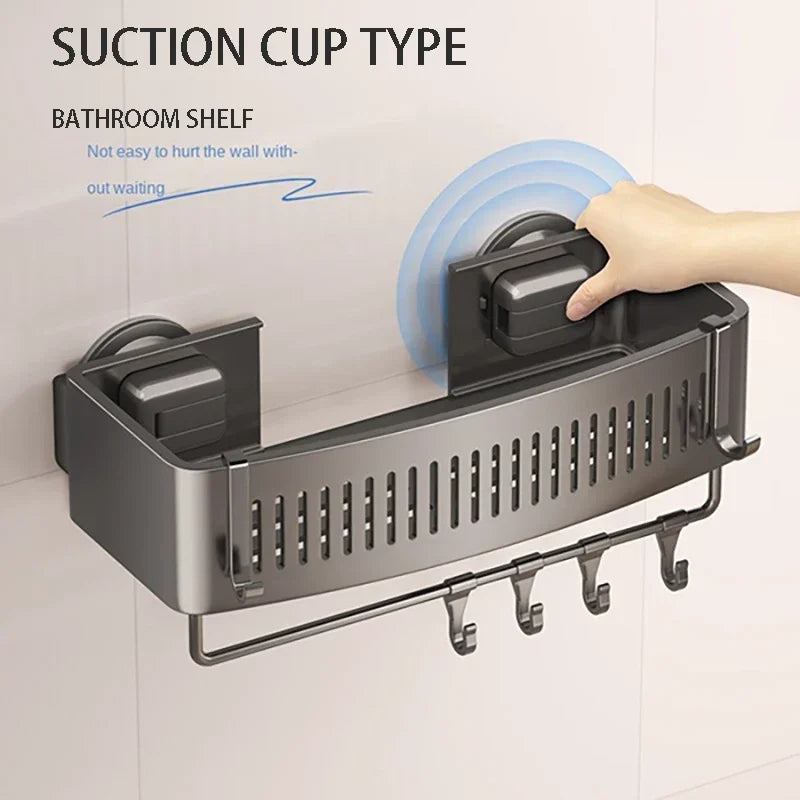 Wall Mounted Vacuum Suction Cup Bathroom Storage Shelf