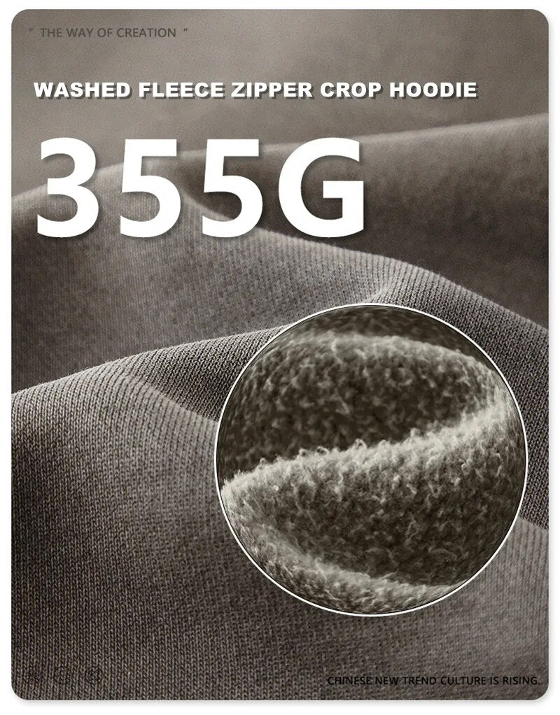 Thick Fleece Cropped Zipper Hoodie