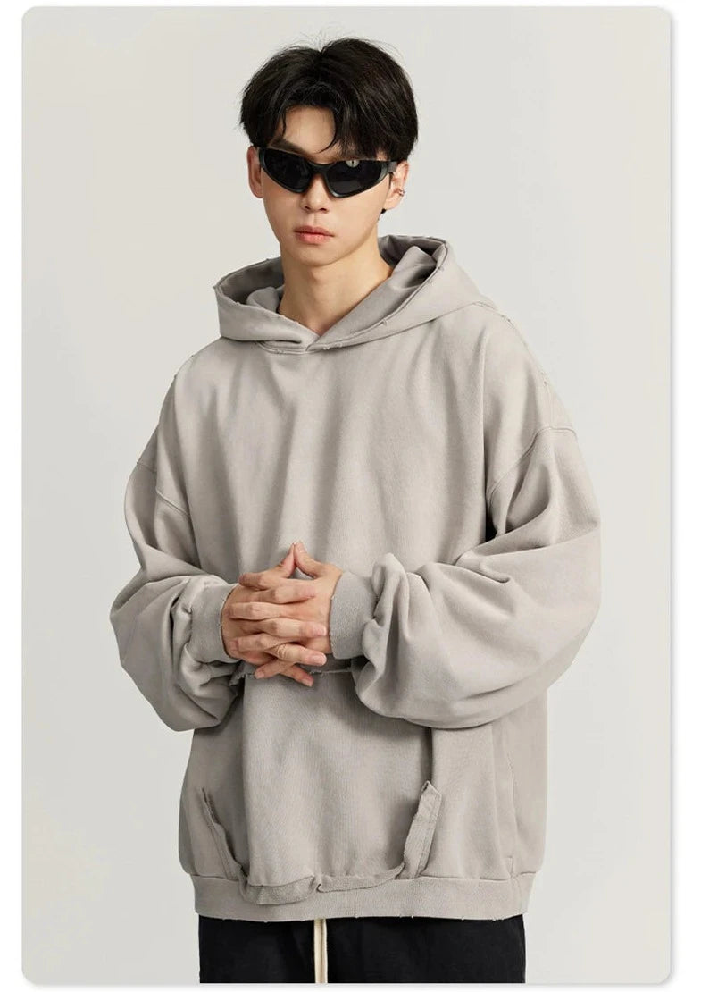 Unique Trendy Unisex Loose Washed Pullover Hoodie