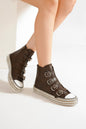 Multi-Buckle Straps Studded Platform Sneakers