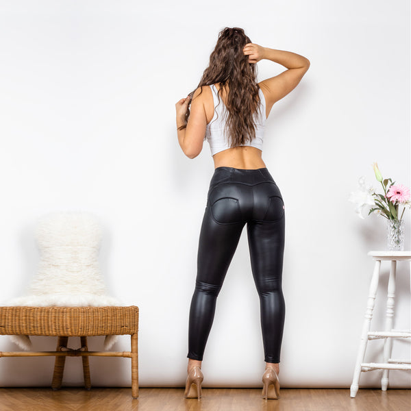 Matt Black Stretchable High Waisted Pants