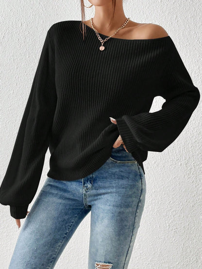 Single Shoulder Long Sleeve Sweater